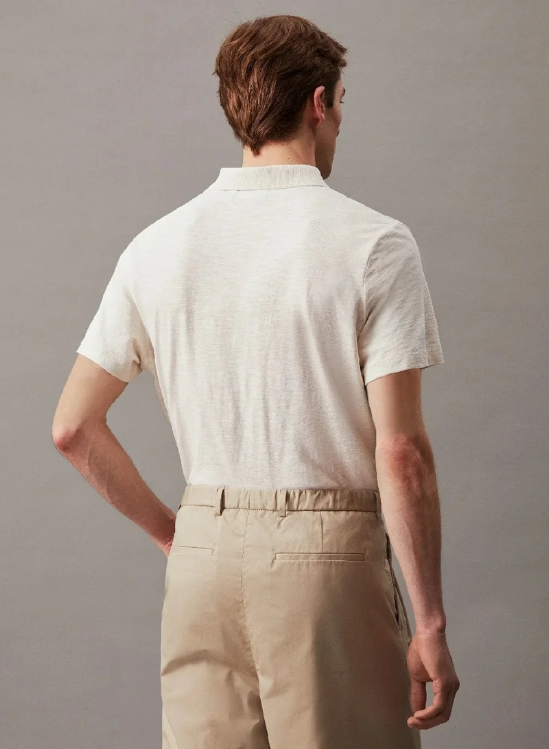 CALVIN KLEIN Cotton Linen Polo Shirt
